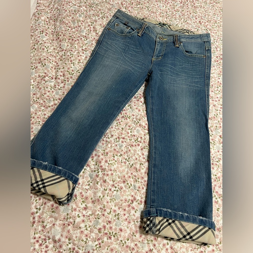 Burberry Blue Label Washed Blue Cropped Women's Jeans